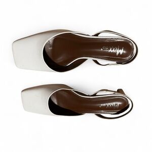 White Square-Toe Slingbacks